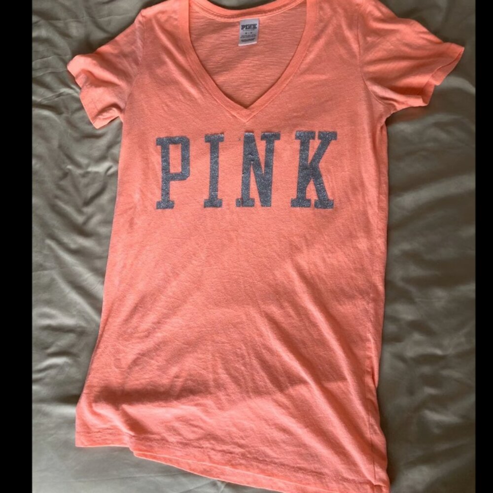 PINK Vibrant Orange Short Sleeve sz M